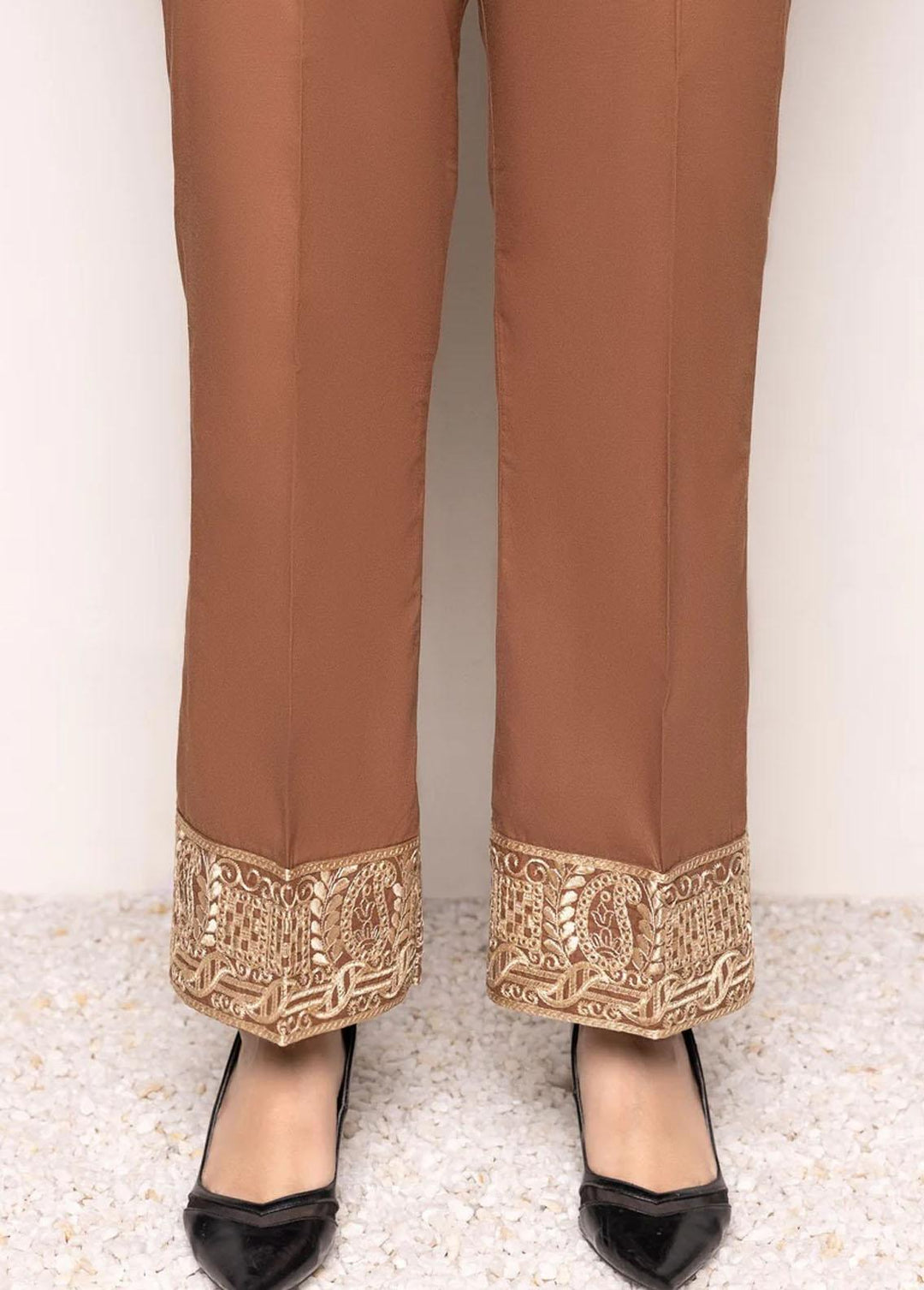 Mohagni Pret Embroidered Cotton Trouser MST-21-15 BROWN