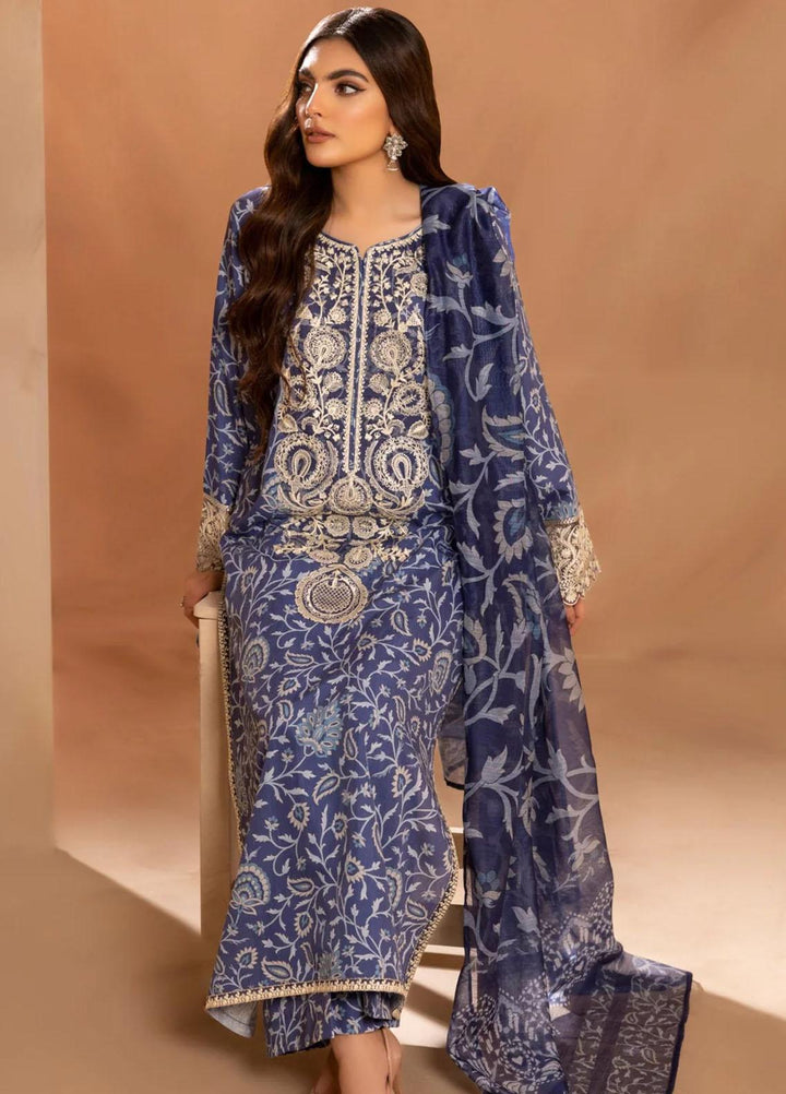 Mohagni Embroidered Slub Suits Unstitched 3 Piece BLS-11 - Winter Collection