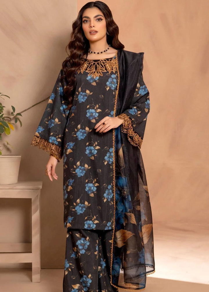 Mohagni Embroidered Slub Suits Unstitched 3 Piece BLS-14 - Winter Collection