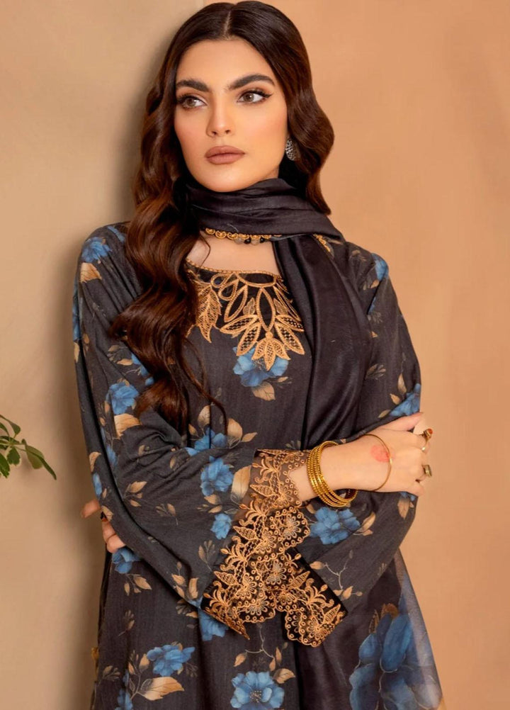 Mohagni Embroidered Slub Suits Unstitched 3 Piece BLS-14 - Winter Collection