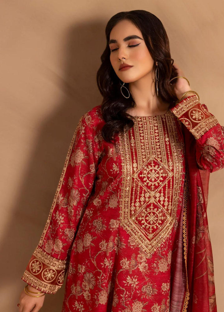 Mohagni Embroidered Slub Suits Unstitched 3 Piece BLS-18 - Winter Collection