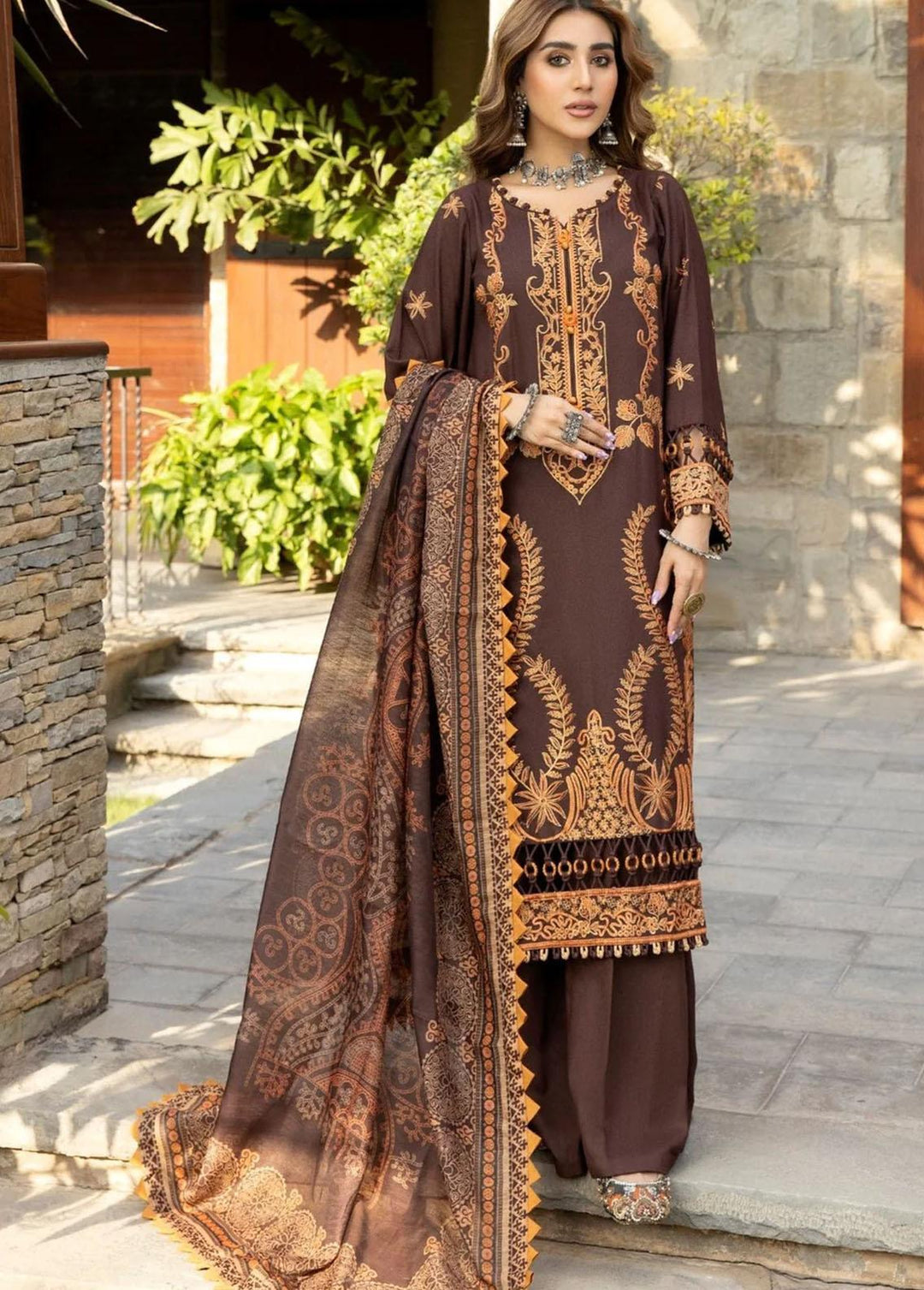 Mohagni Embroidered Dhanak Suits Unstitched 3 Piece MDP-01 - Festive Collection