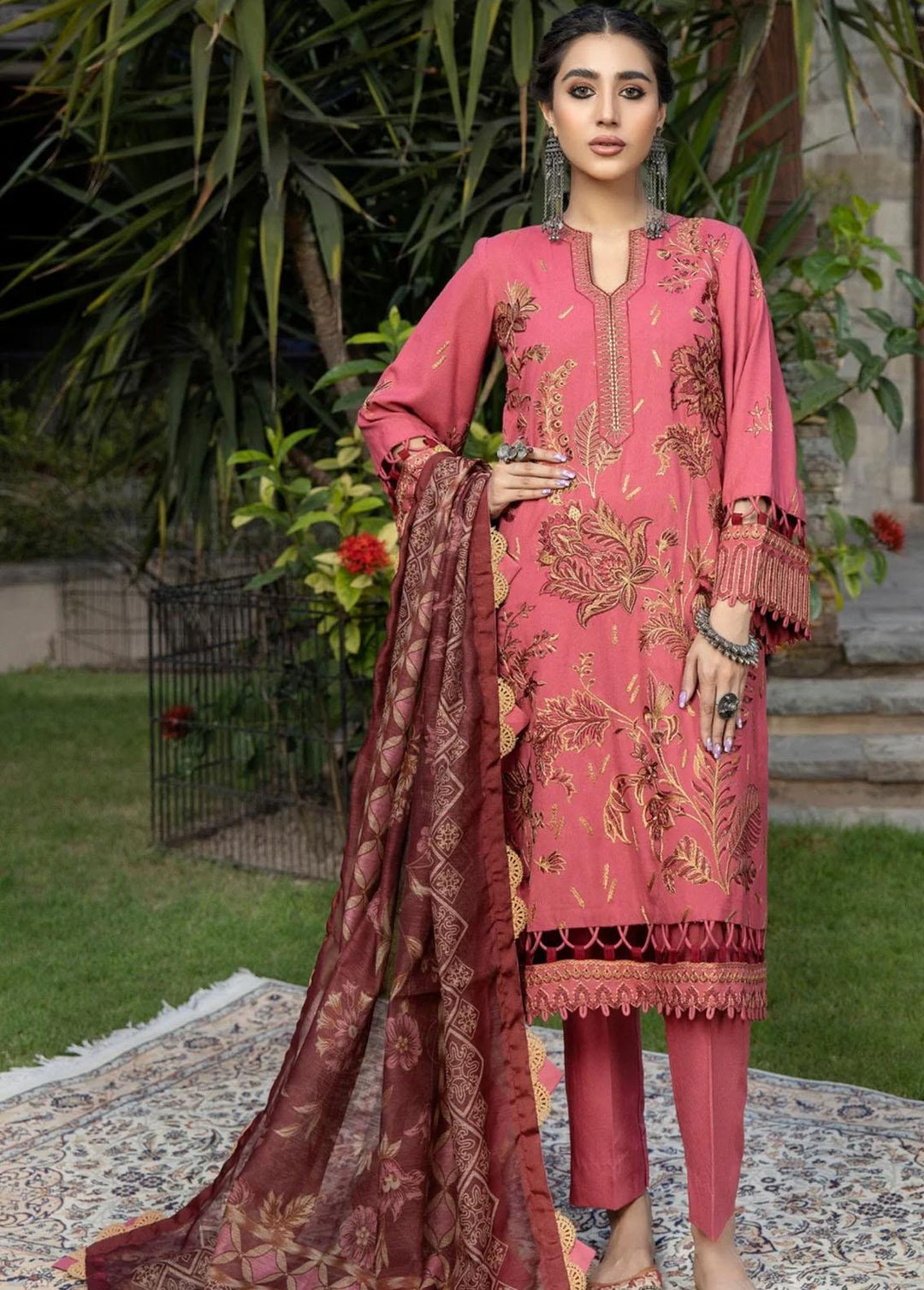 Mohagni Embroidered Dhanak Suits Unstitched 3 Piece MDP-08 - Festive Collection