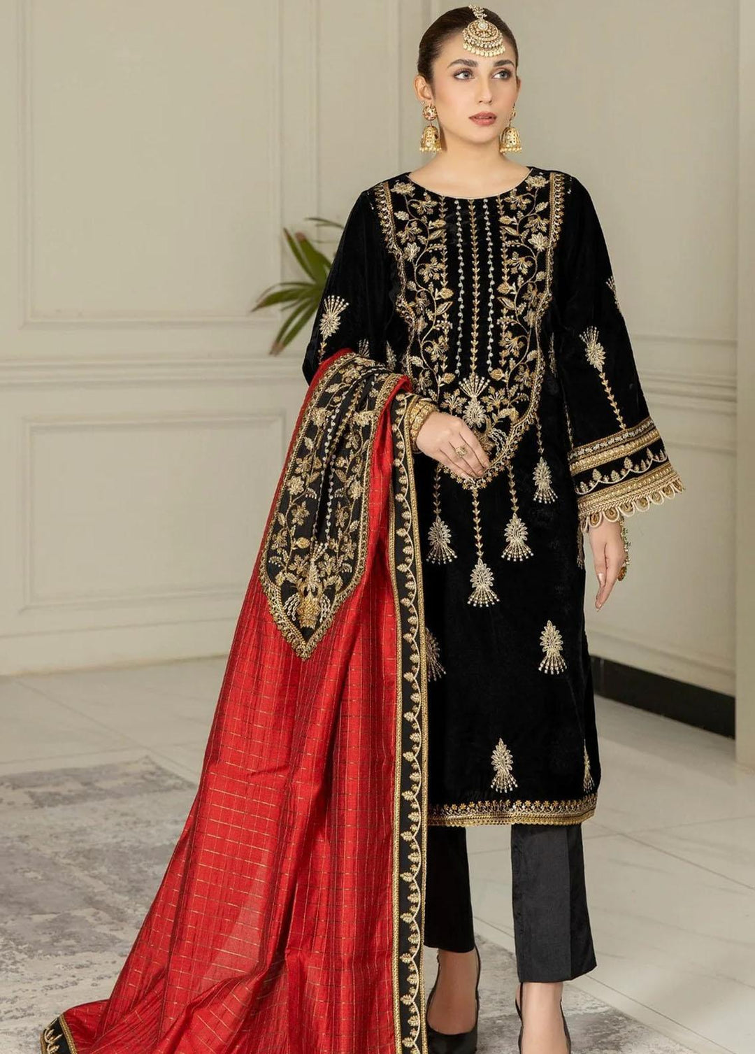 Mohagni Embroidered Velvet Suits Unstitched 3 Piece MGF-06 - Festive Collection
