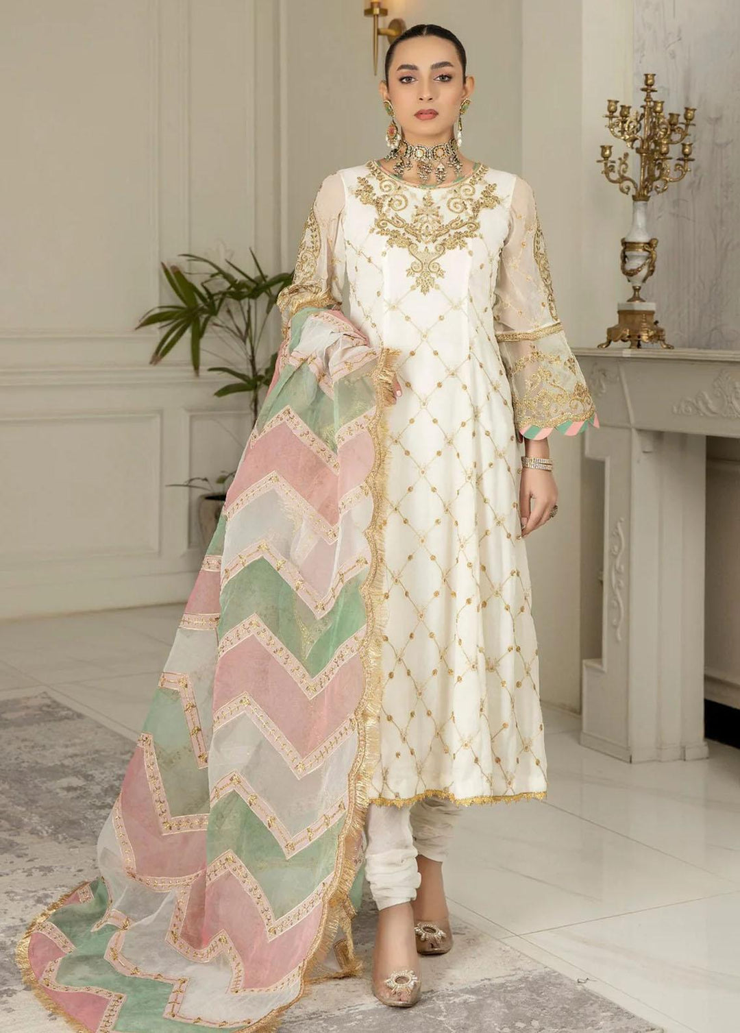 Mohagni Embroidered Chiffon Suits Unstitched 3 Piece MGP-06 - Festive Collection