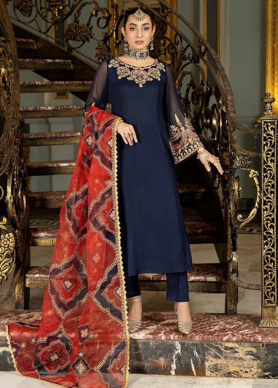 Mohagni Embroidered Chiffon Suits Unstitched 3 Piece MGP-07 - Festive Collection