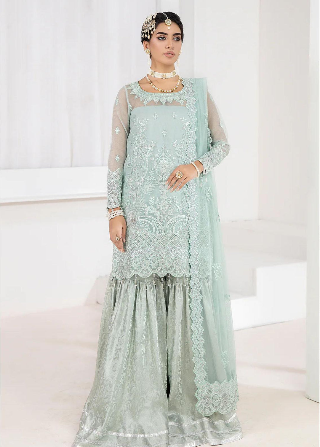 Mohagni Embroidered Net Suits Unstitched 3 Piece MGP-11 - Festive Collection