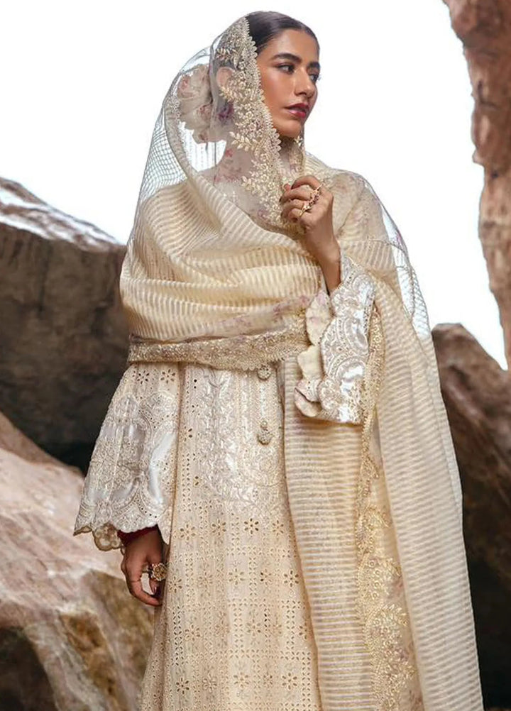 Mohsin Naveed Ranjha Embroidered Lawn Suits Unstitched 3 Piece MNR24DS MFL-012 Nara - Summer Collection