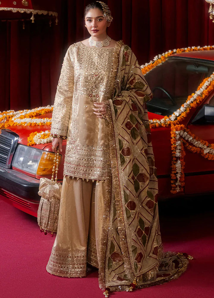 Mohsin Naveed Ranjha Embroidered Tissue Suit Unstitched 4 Piece MNR24ZD Khushi - Luxury Collection