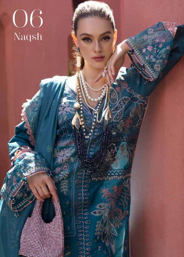 Moksha by AJR Embroidered Lawn Suits Unstitched 3 Piece AJR23M D-06 Naqsh - Luxury Collection
