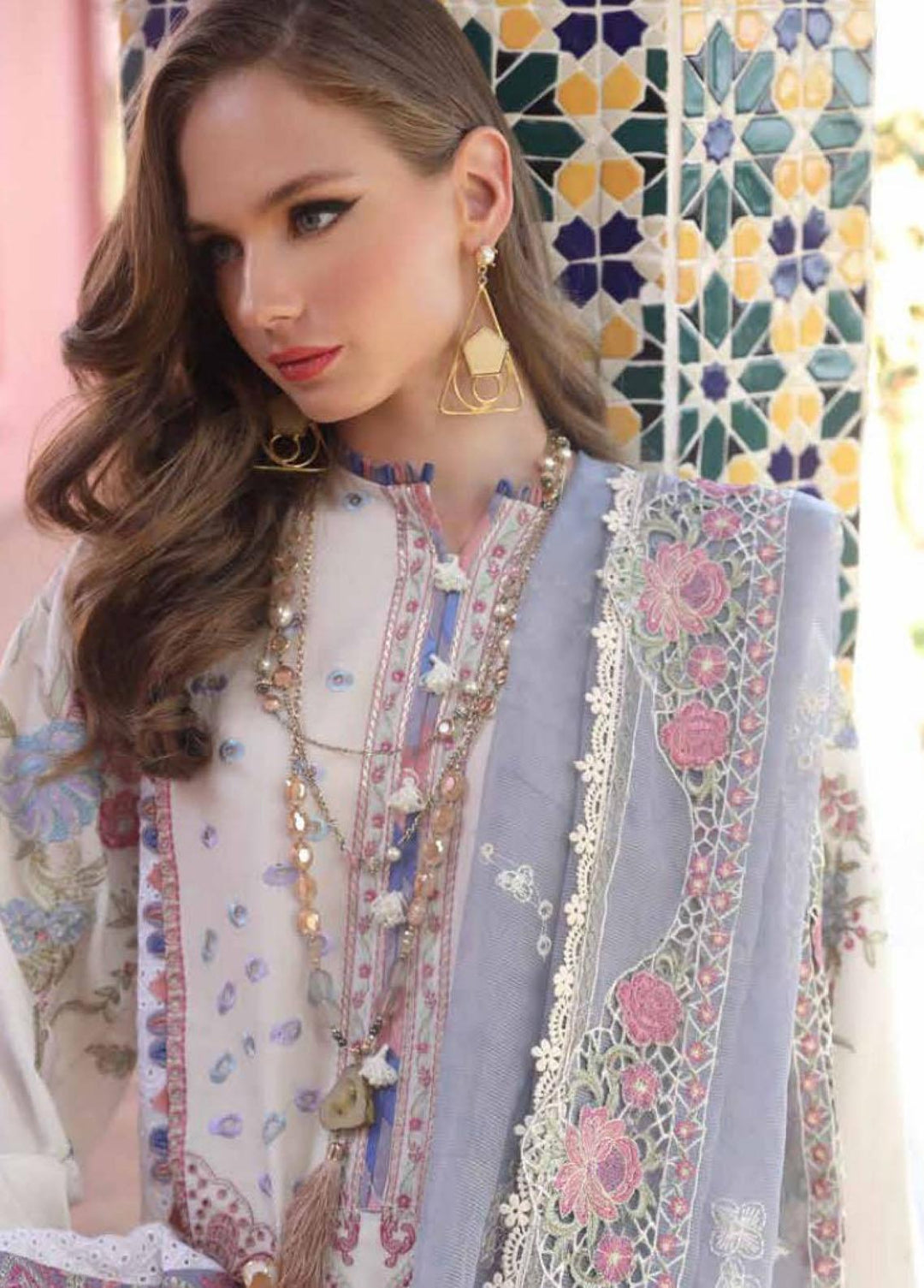 Moksha by AJR Embroidered Lawn Suits Unstitched 3 Piece AJR23M D-08 Noor-e-Jaan - Luxury Collection