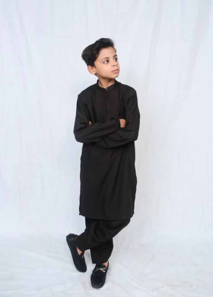 Mom4Little Pret Blended Cotton Dark Brown shalwar kameez set