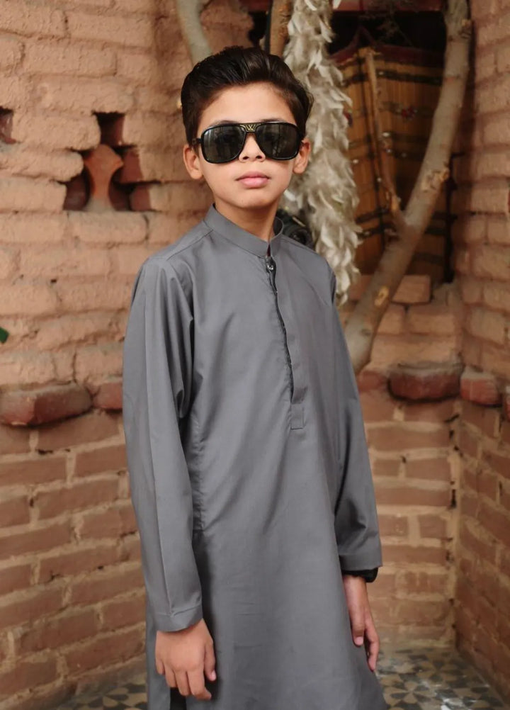 Mom4Little Pret Blended Cotton Grey Kameez Shalwar Set