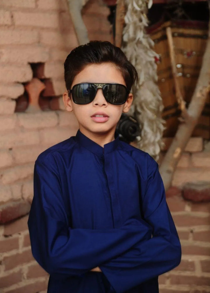 Mom4Little Pret Blended Cotton Navy Blue Kameez Shalwar set