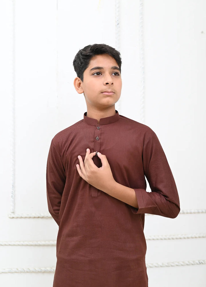 Mom4Little Pret Cotton Brown and white Kurta Pajama