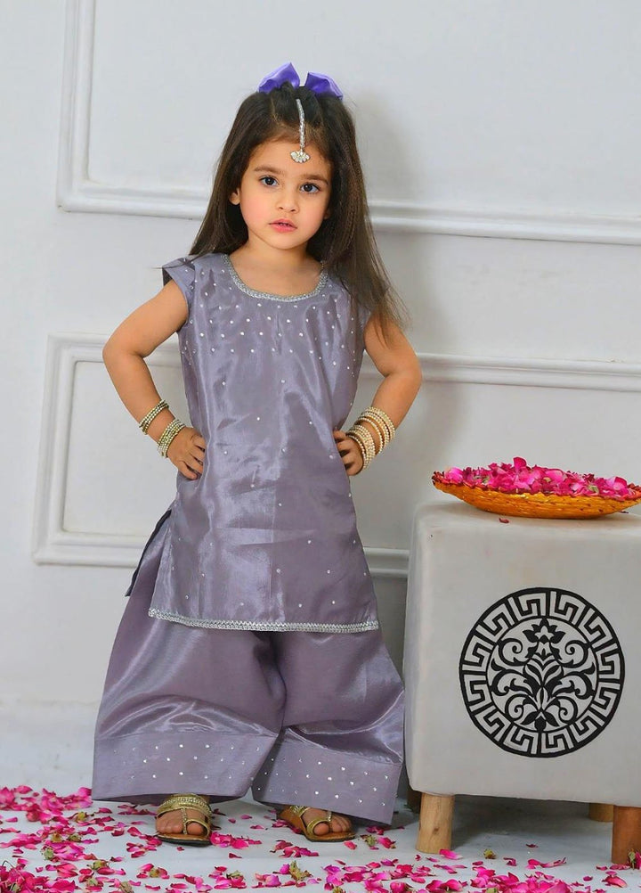 Mom4Little Pret Plain Katan Silk 2 Piece Lavendar Farshi shalwar set