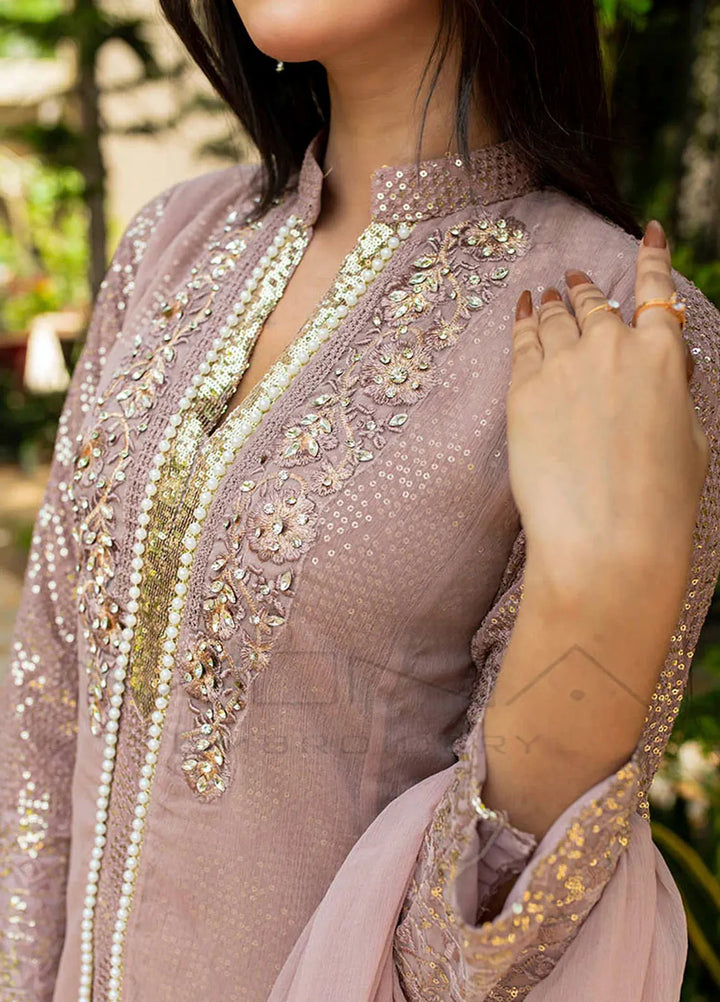 Mona Embroidery Pret Embroidered Chiffon 3 Piece Suit Artisan Lilac