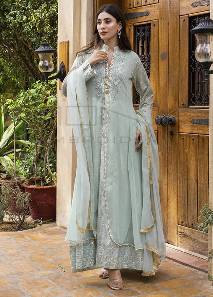 Mona Embroidery Pret Embroidered Chiffon 3 Piece Suit Artisan Mint Green