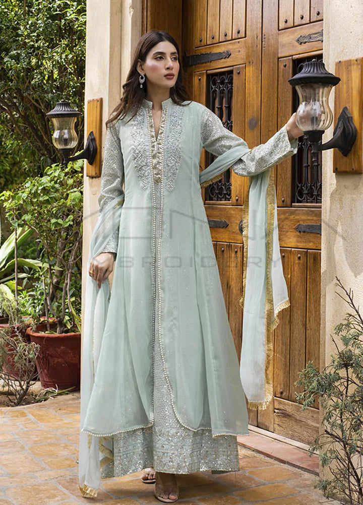Mona Embroidery Pret Embroidered Chiffon 3 Piece Suit Artisan Mint Green