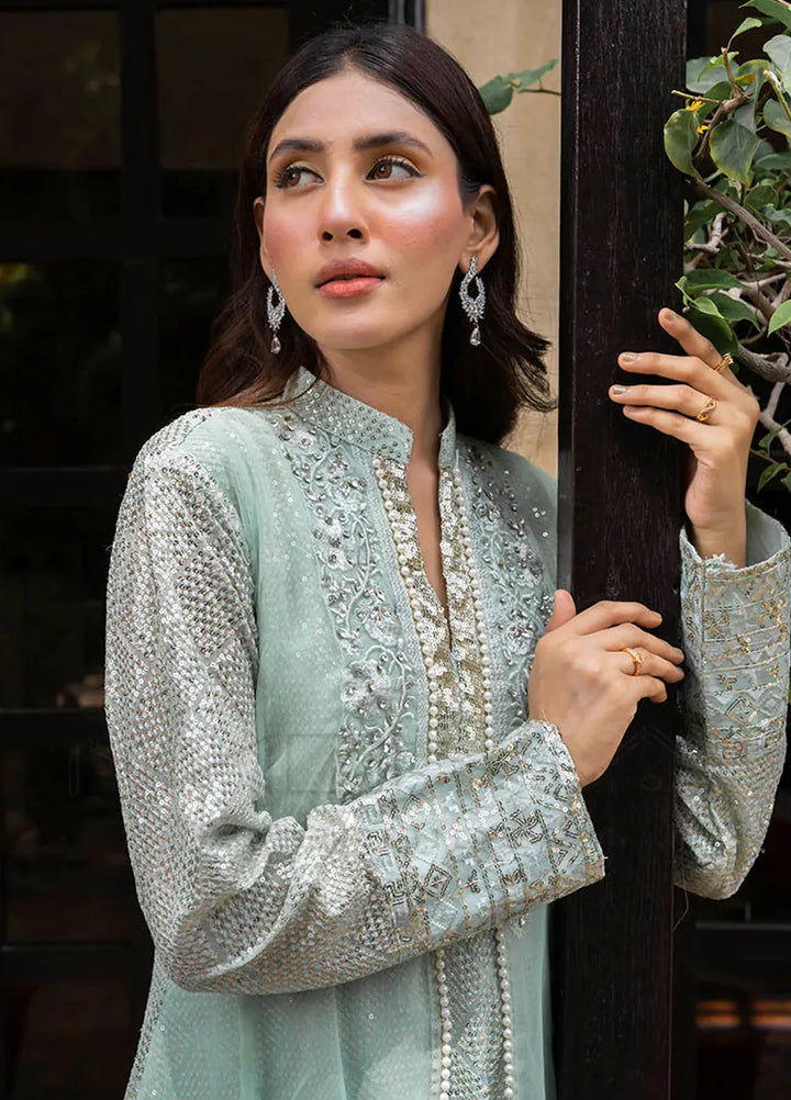 Mona Embroidery Pret Embroidered Chiffon 3 Piece Suit Artisan Mint Green