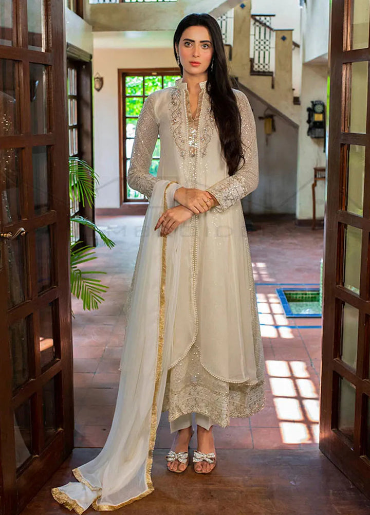 Mona Embroidery Pret Embroidered Chiffon 3 Piece Suit Artisan White