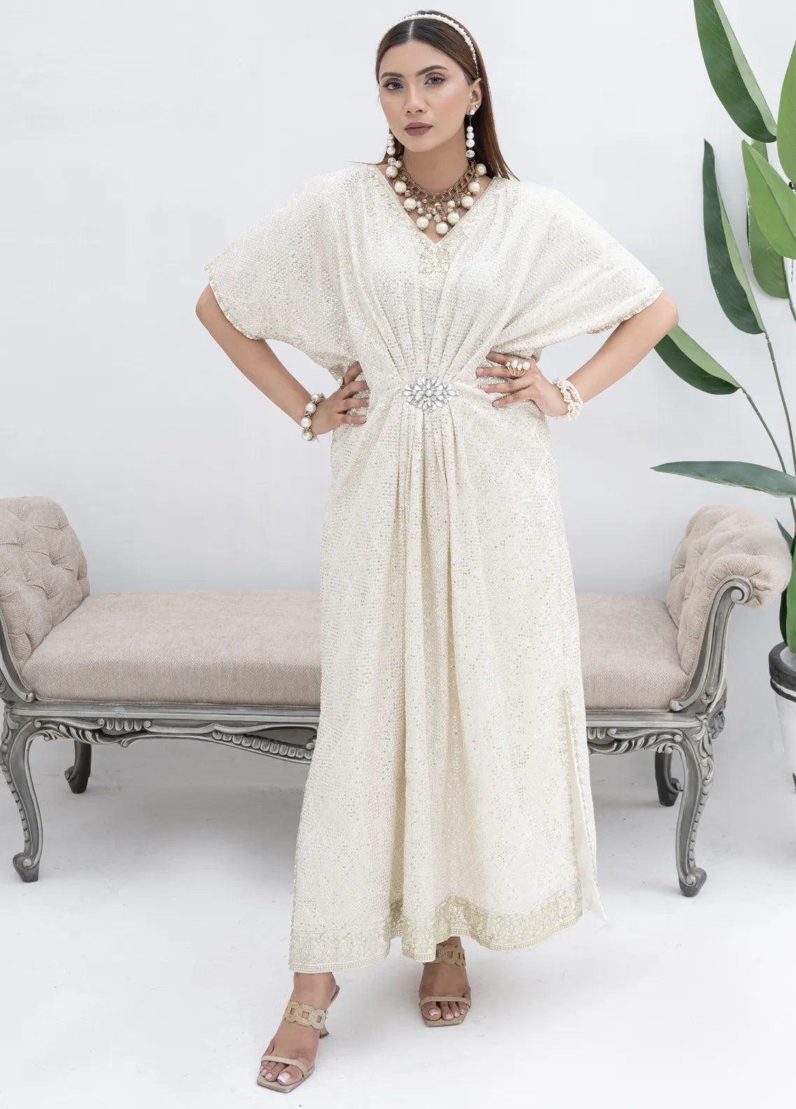Mona Embroidery Pret Embroidered Chiffon 3 Piece Suit Cedar-Mehroon main image 1