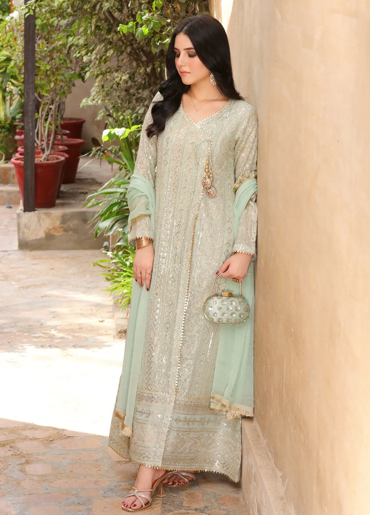 Mona Embroidery Pret Embroidered Chiffon 3 Piece Suit Divine-Mint-Green
