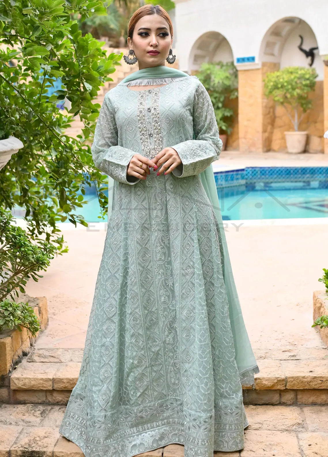 Mona Embroidery Pret Embroidered Chiffon 3 Piece Suit Melanie-Nevy-Blue main image 1