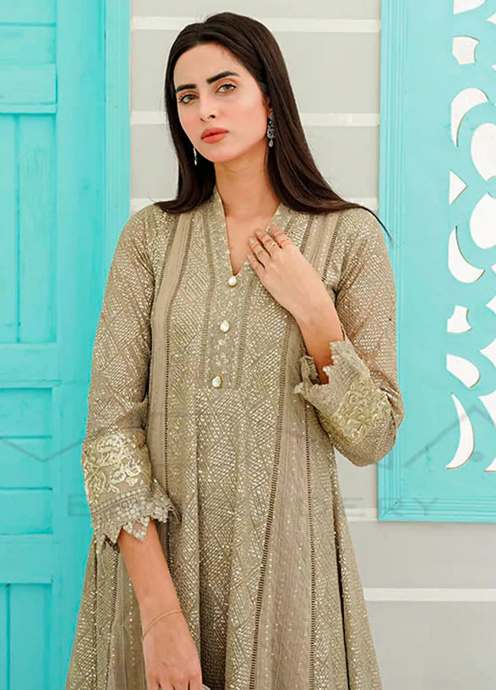 Mona Embroidery Pret Embroidered Chiffon 3 Piece Suit Ethereal Lace Camel