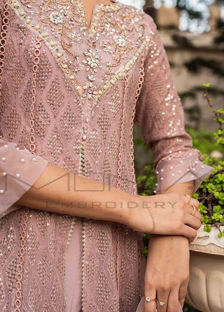 Mona Embroidery Pret Embroidered Chiffon 3 Piece Suit Floral Weaves Lilac