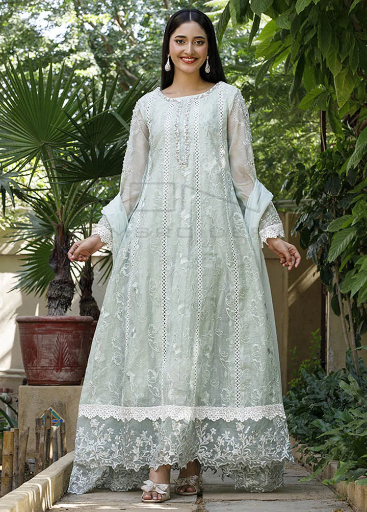 Mona Embroidery Pret Embroidered Chiffon 3 Piece Suit Nocturne Bliss-Mint Green