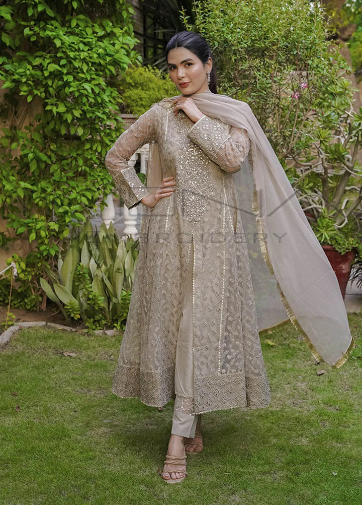 Mona Embroidery Pret Embroidered Chiffon 3 Piece Suit Ornate Blossoms Camel