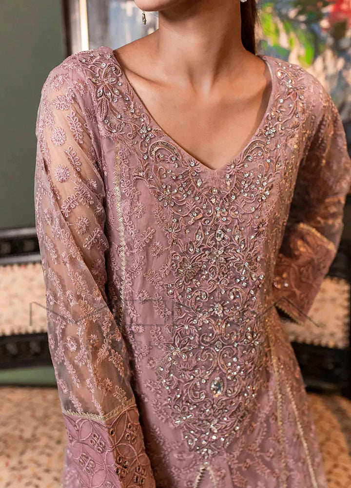 Mona Embroidery Pret Embroidered Chiffon 3 Piece Suit Ornate Blossoms Lilac