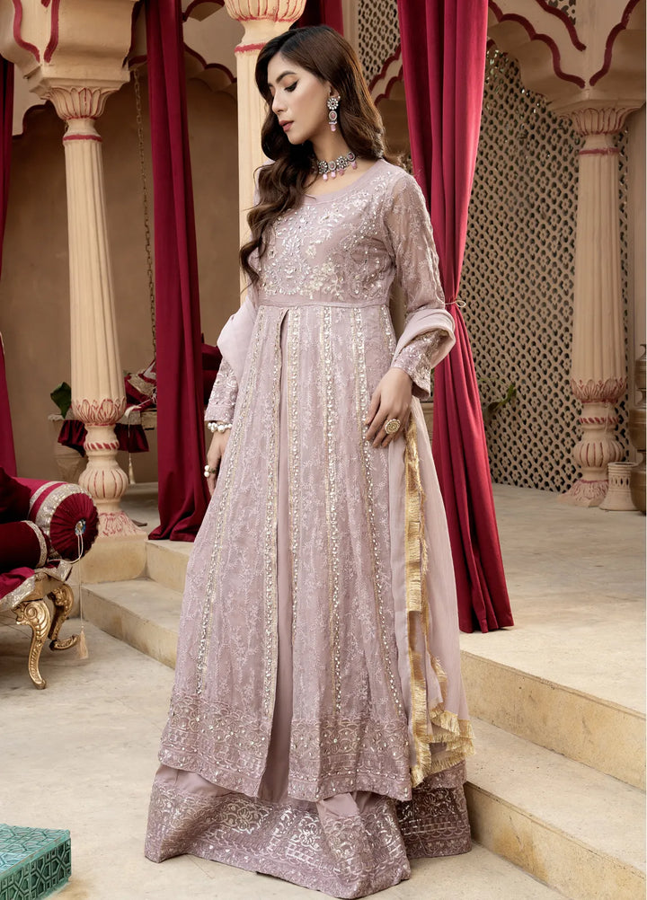 Mona Embroidery Pret Embroidered Chiffon 3 Piece Suit Serene-Lilac