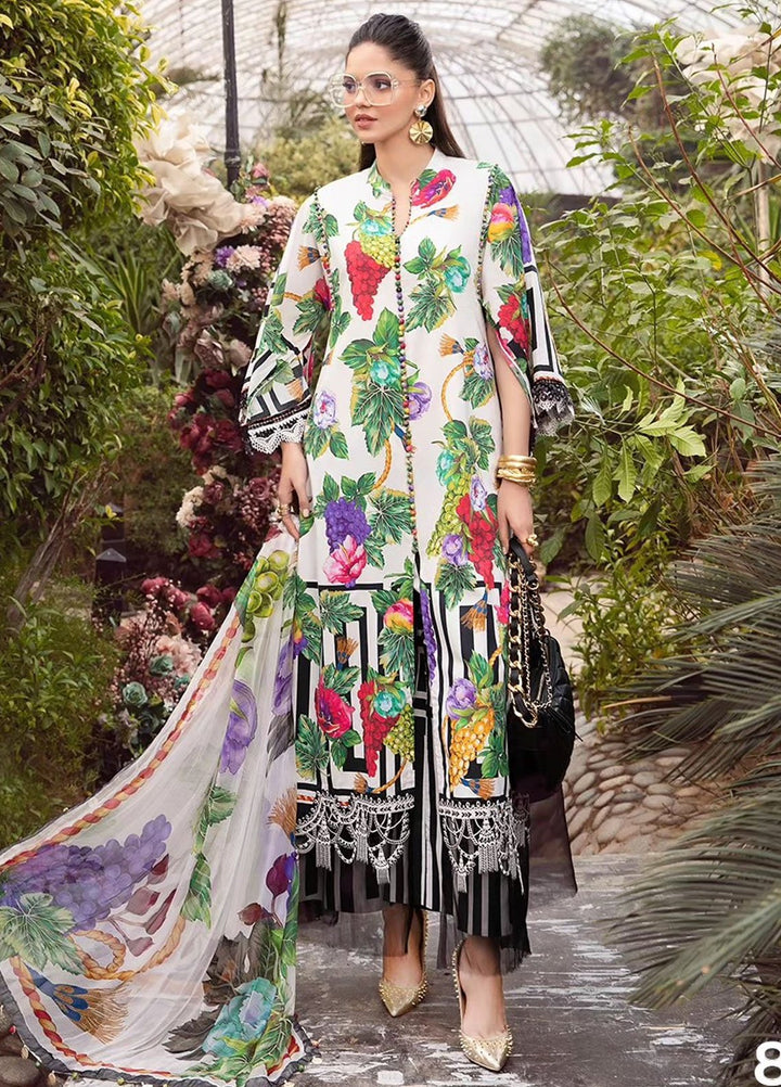 MPrints by Maria B Embroidered Lawn Suits Unstitched 3 Piece MB24P 8A - Summer Collection