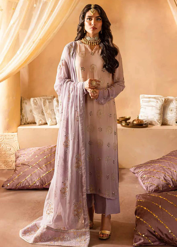 Mukeshkari By Nureh Embroidered Chiffon Suit Unstitched 4 Piece NU24MK MK-06 - Formal Collection