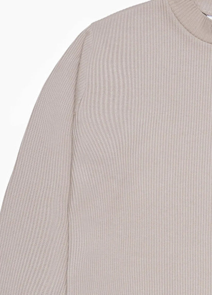 Muraqsh Mens Beige Drop Needle Mock Neck