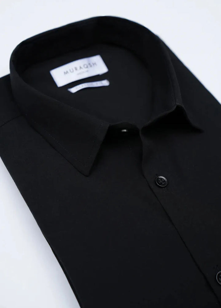 Muraqsh Mens Black Plain Formal Shirt