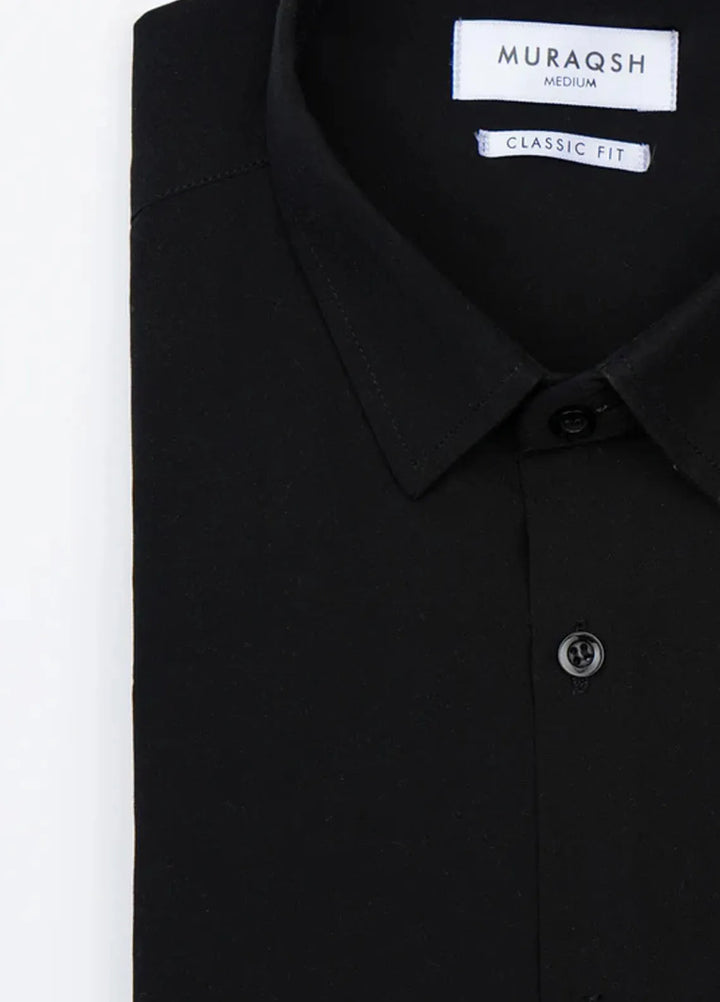 Muraqsh Mens Black Plain Formal Shirt