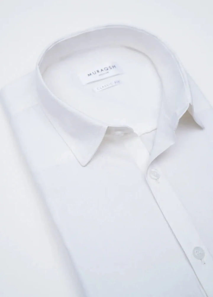Muraqsh Mens Off White Textured Formal Shirt