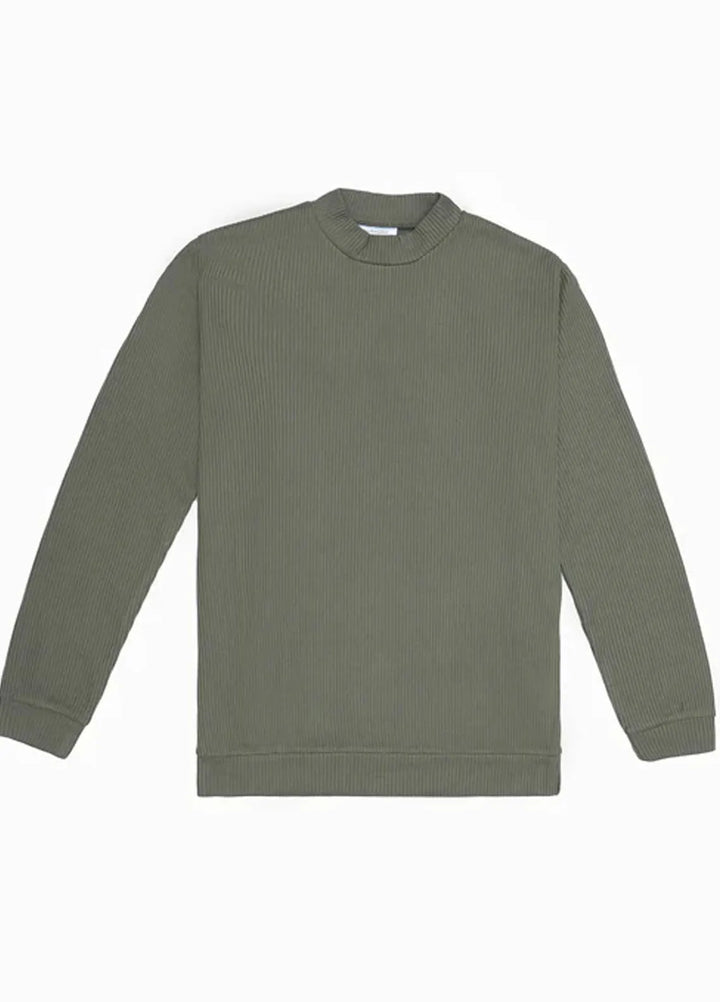 Muraqsh Mens Olive Drop Needle Mock Neck