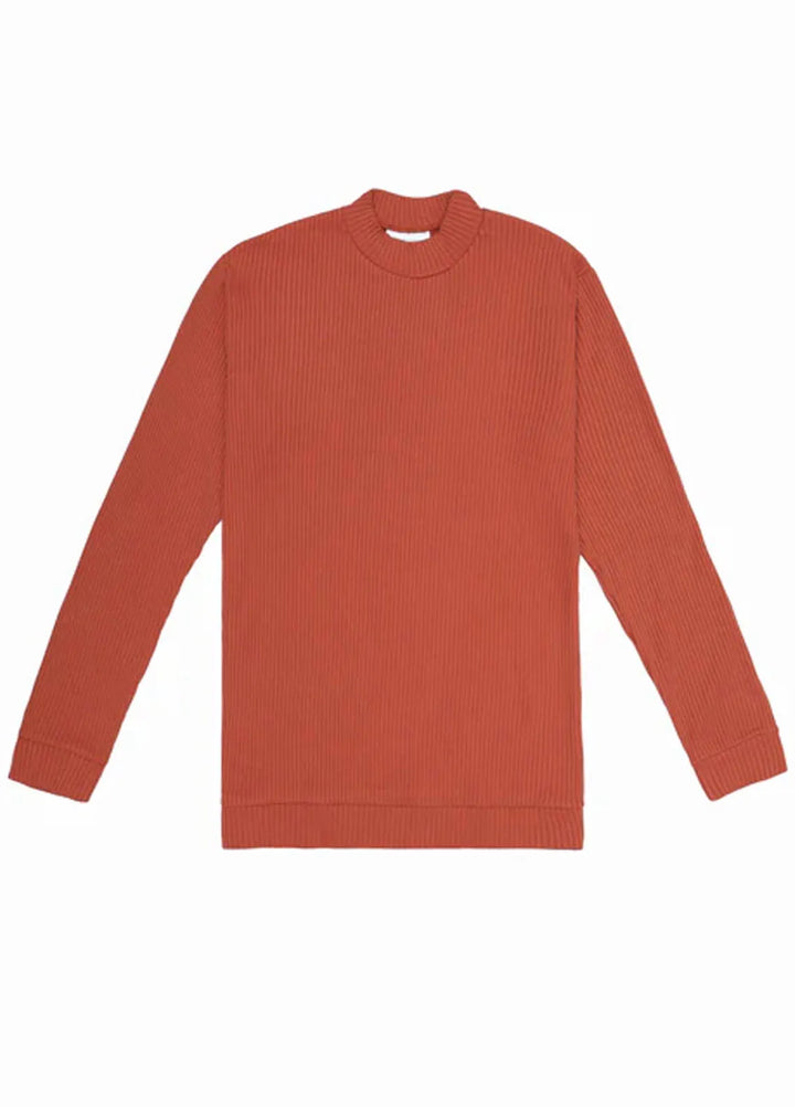 Muraqsh Mens Orange Rust Drop Needle Mock Neck