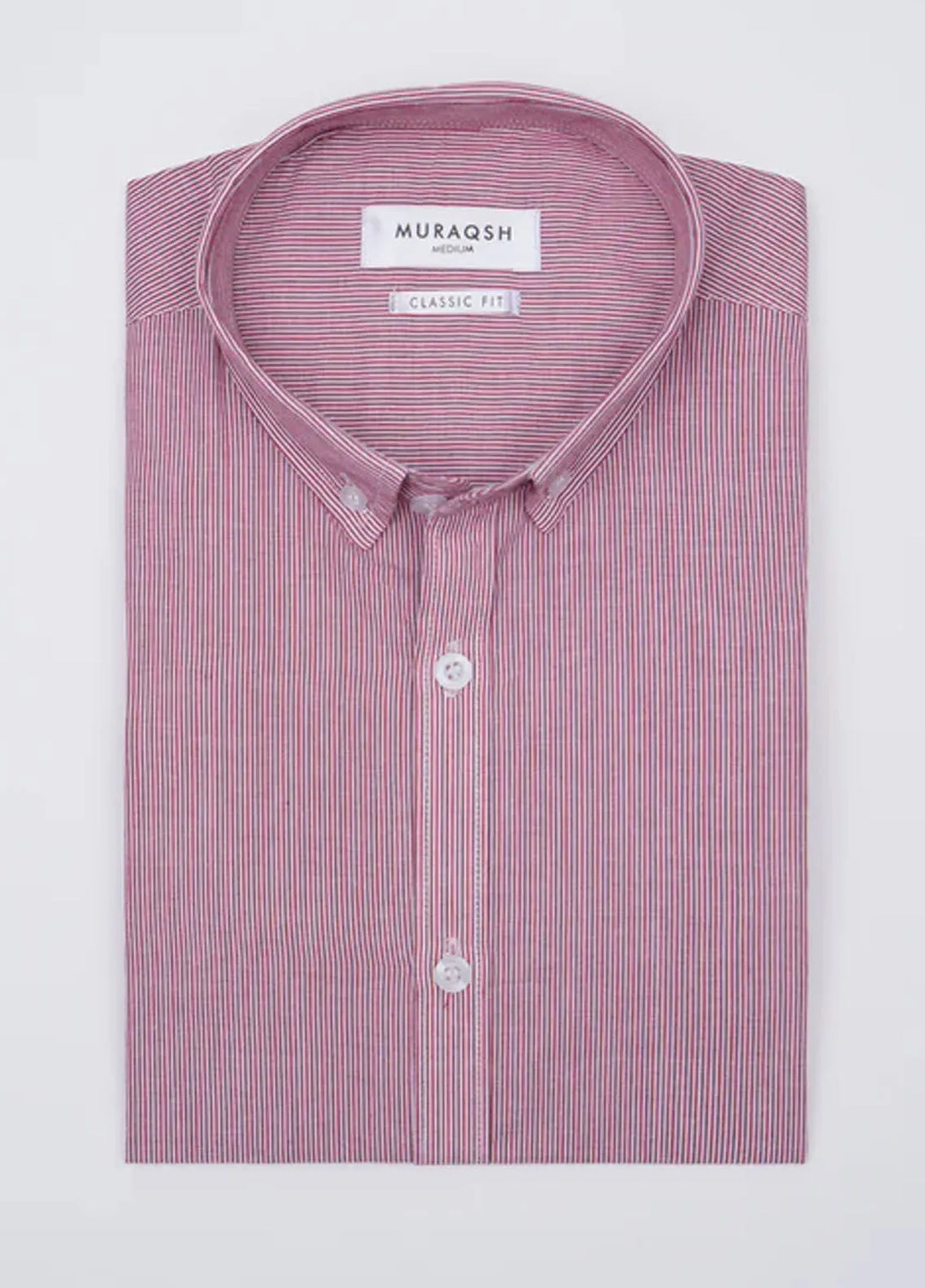 Muraqsh Mens Red Striped Casual Shirt