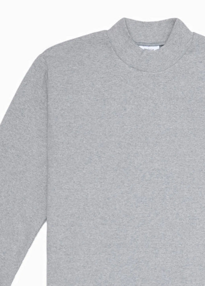 Muraqsh Mens Ribbed Grey Mock Neck