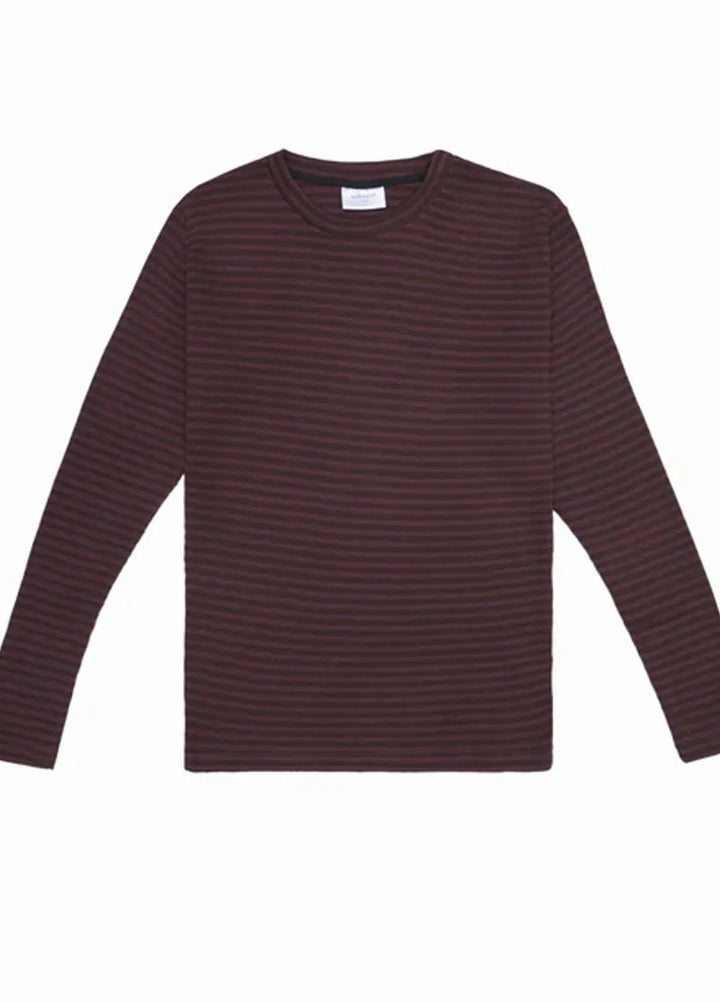 Muraqsh Mens Waffle Burgundy Striped Sweat Shirt