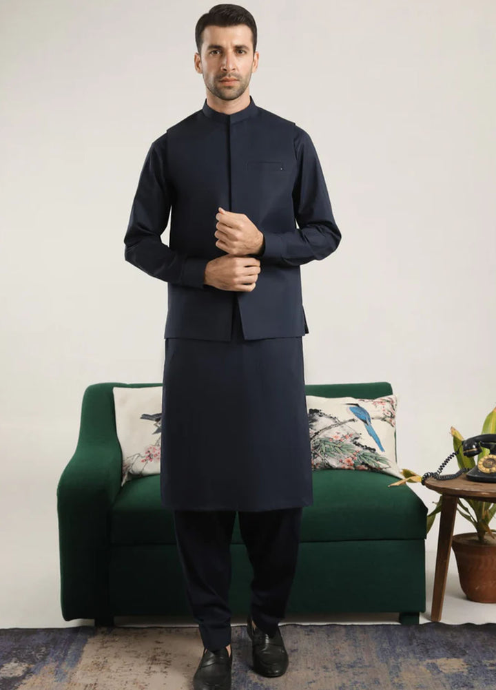 Muraqsh Plain Cotton 3 Piece Suit MUR-DNBCK