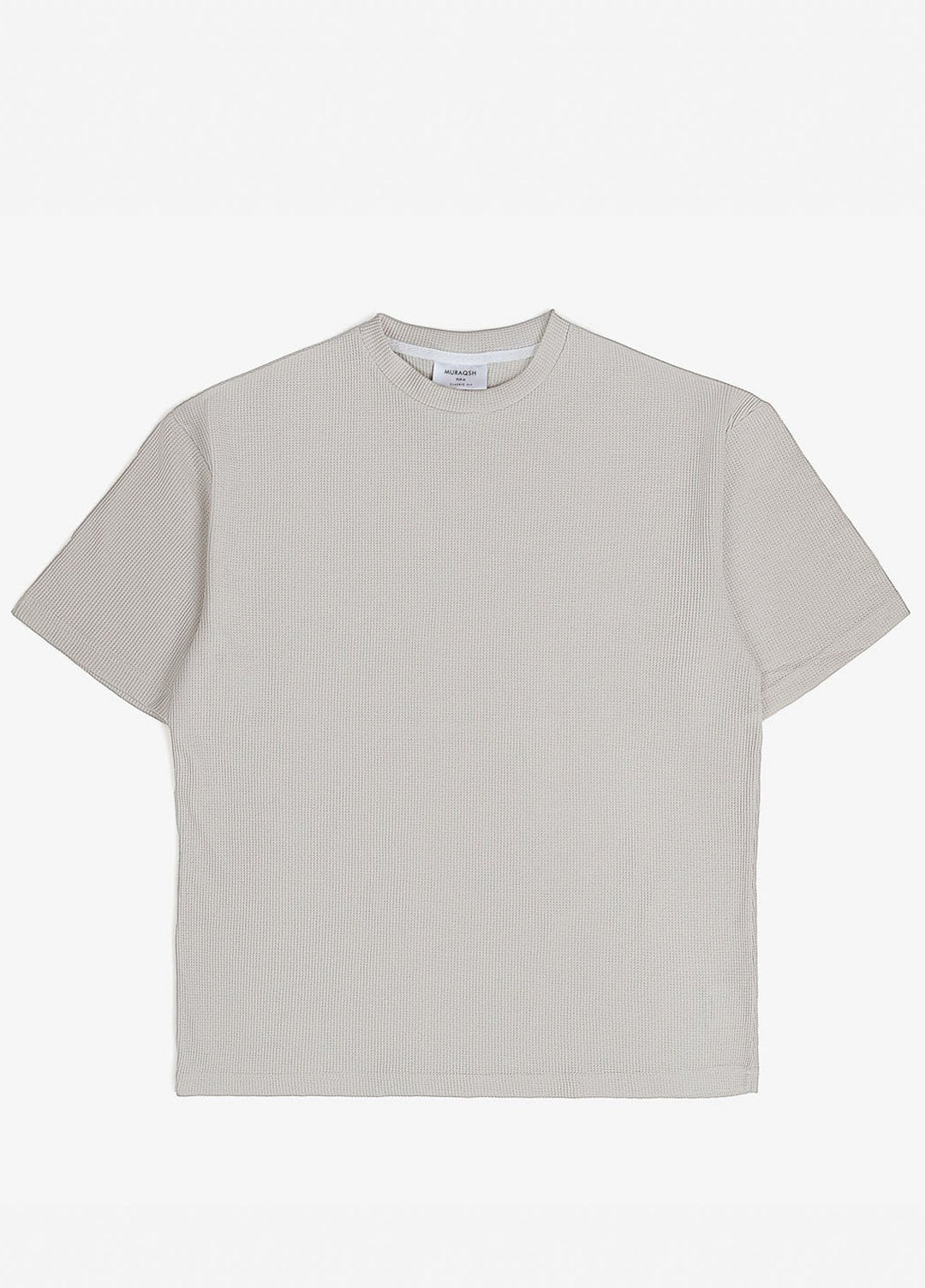 Muraqsh Plain Knit Ash White Waffle Oversized T-Shirt