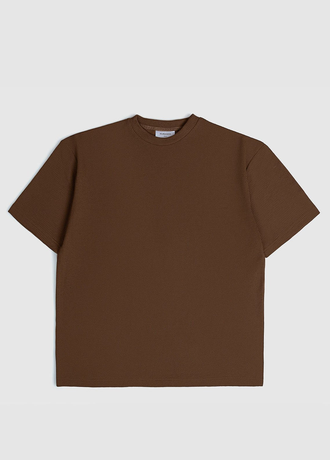 Muraqsh Plain Knit Camel Brown Waffle Oversized T-Shirt