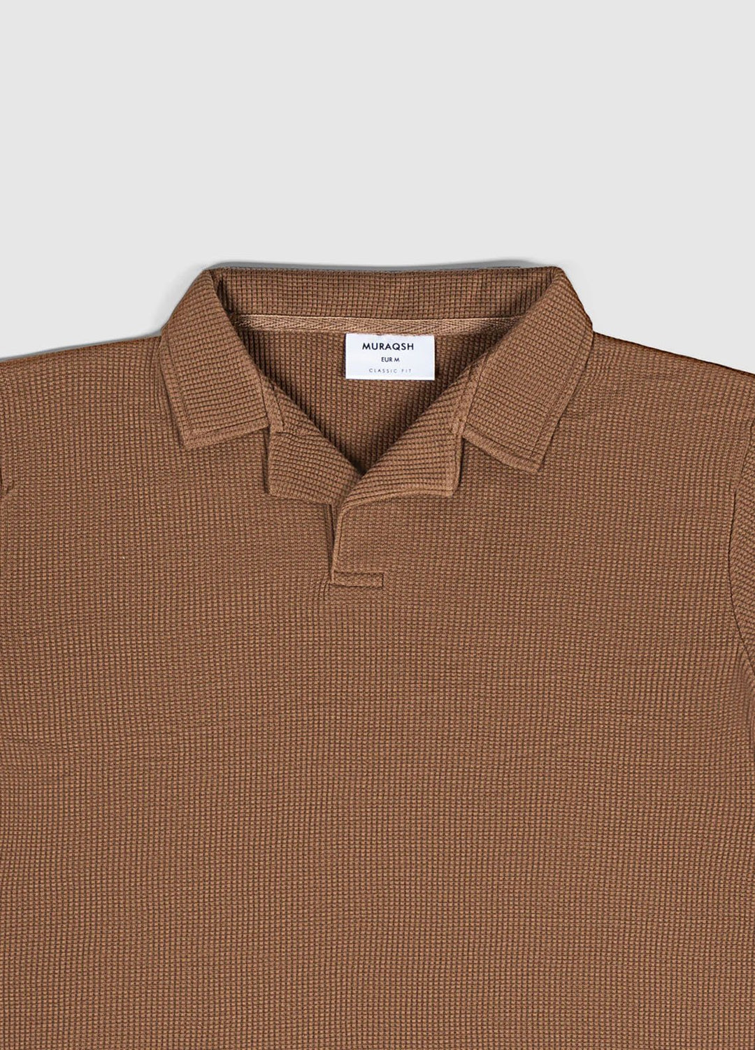 Muraqsh Plain Knit Camel Waffle Revere Polo