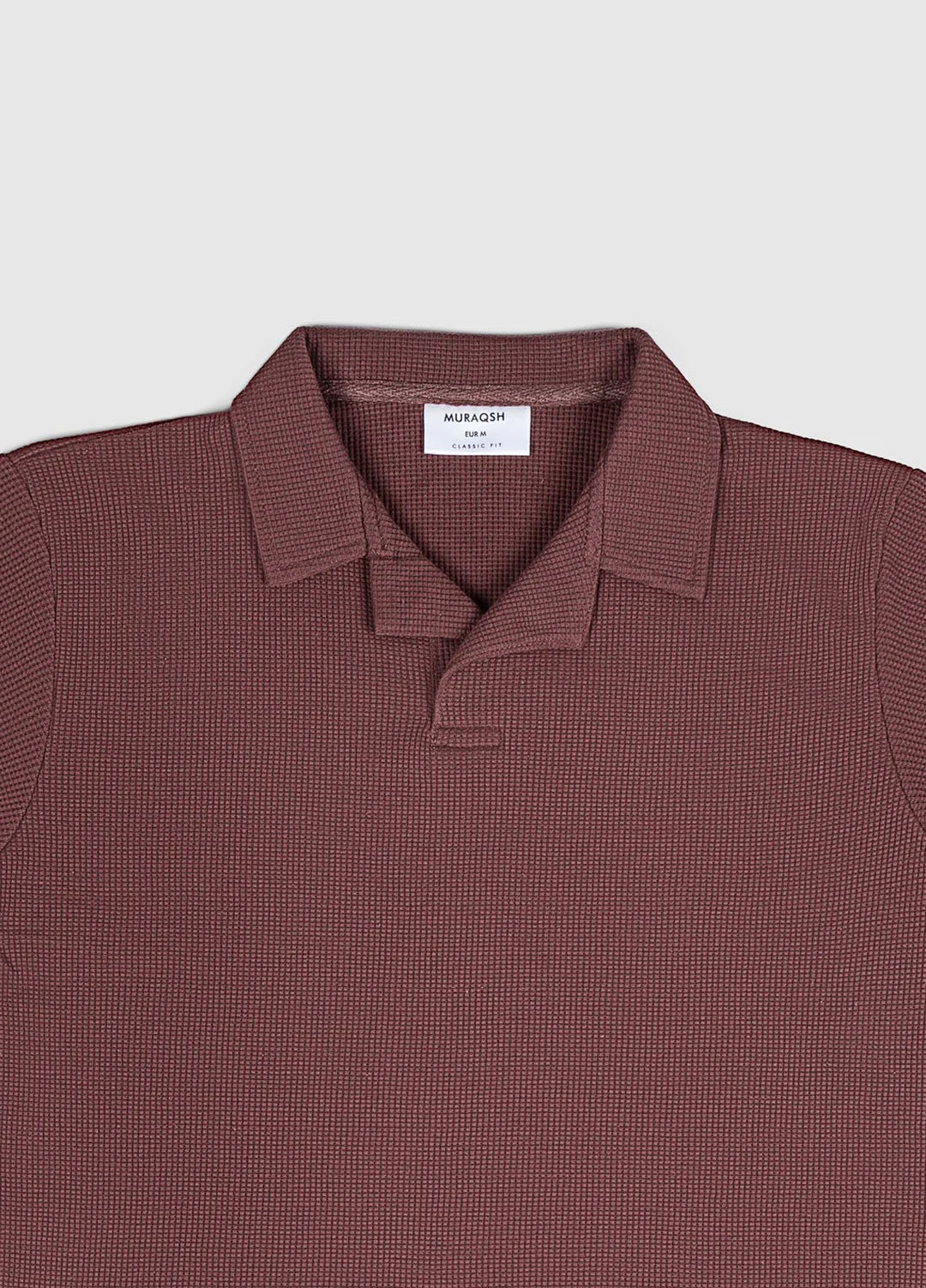 Muraqsh Plain Knit Dark Amber Waffle Revere Polo